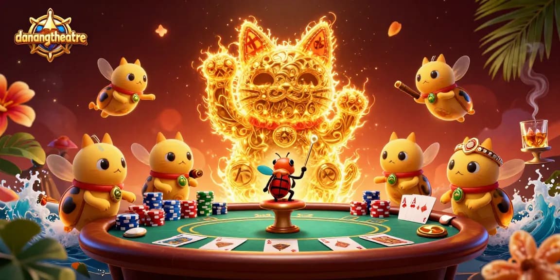 Experience winning moments at danangtheatre with vibrant 3D casino-themed illustration.