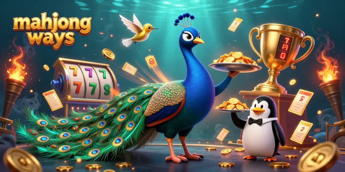 Engage with mahjong ways in this vibrant casino scene featuring rich slot game elements and dynamic characters.