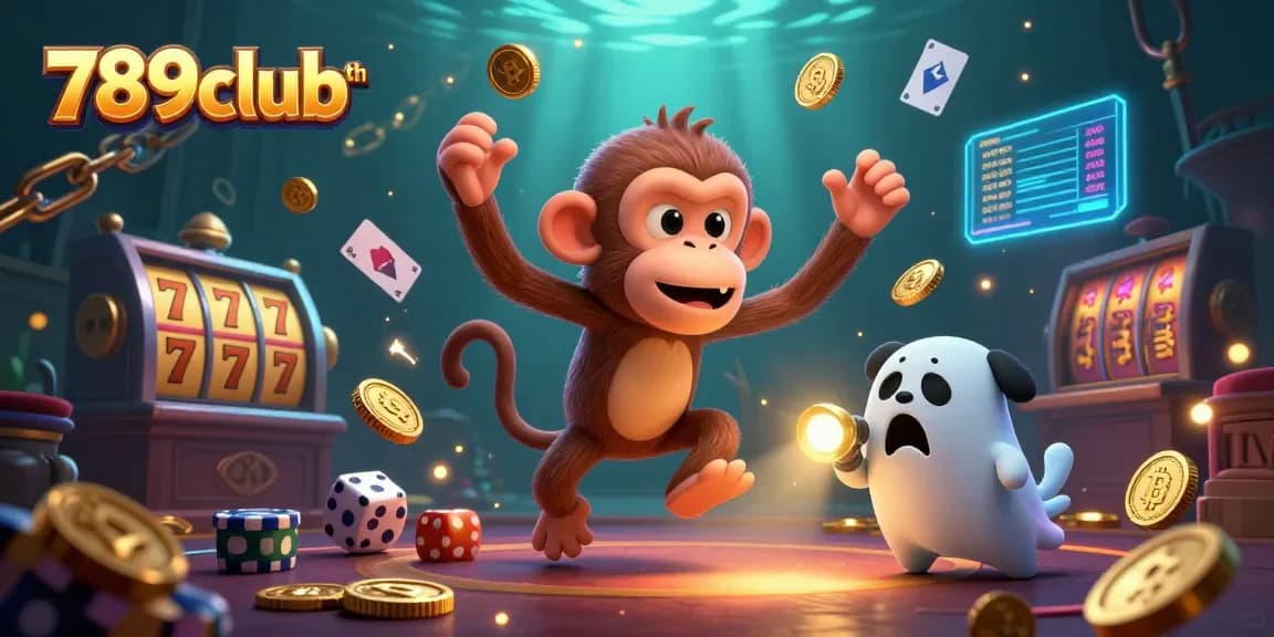 Engage in thrilling gaming adventures at 789clubth with golden coins and slot elements illuminating a haunted casino.