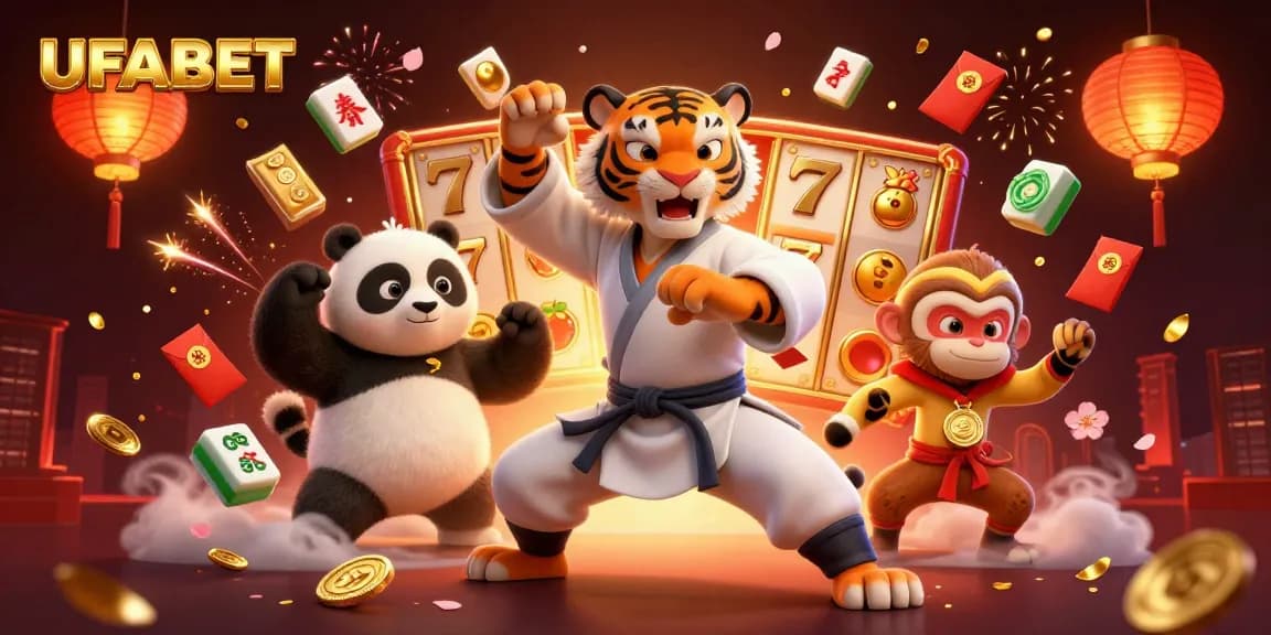 Win big at UFABET with a vibrant 3D casino scene featuring unique characters and immersive game elements.