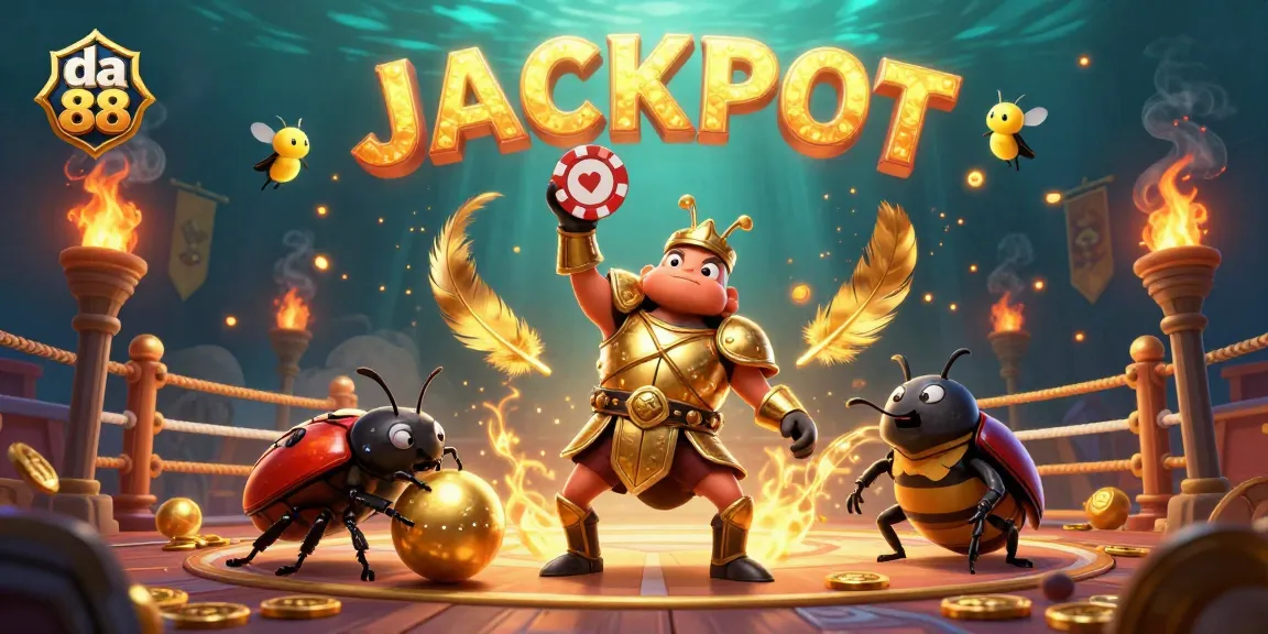 Play at da 88 and win big with vibrant casino action featuring animated characters and golden elements.