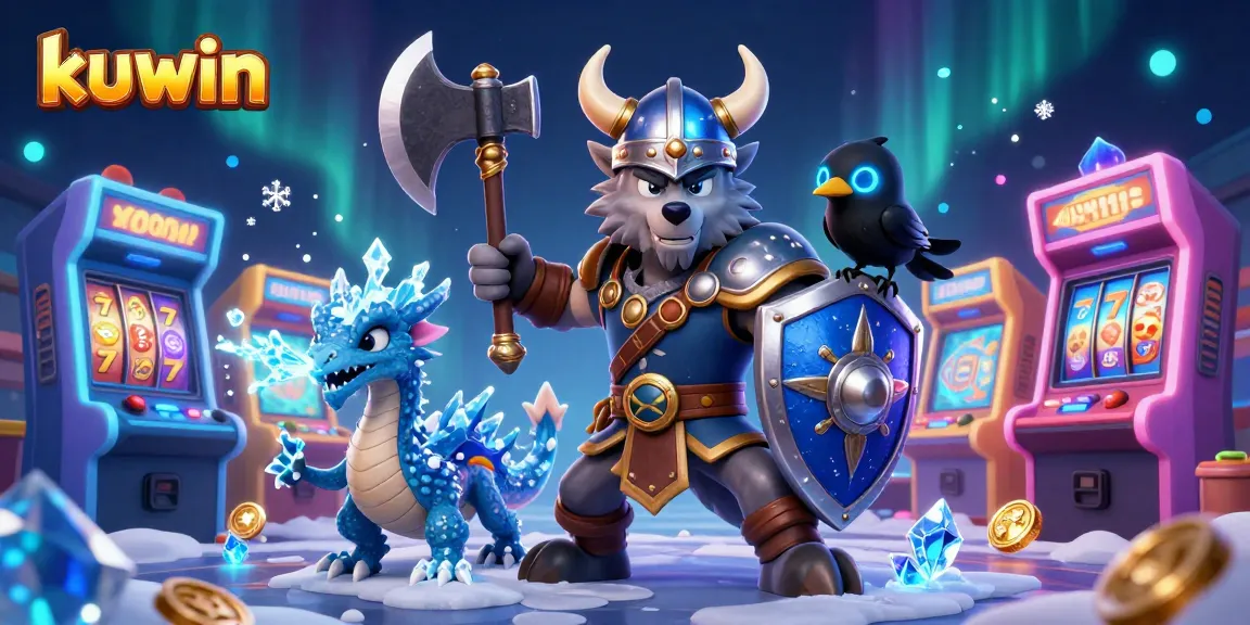 Kuwin players enjoy an immersive casino experience with Viking wolf warrior, dragon, and game elements.