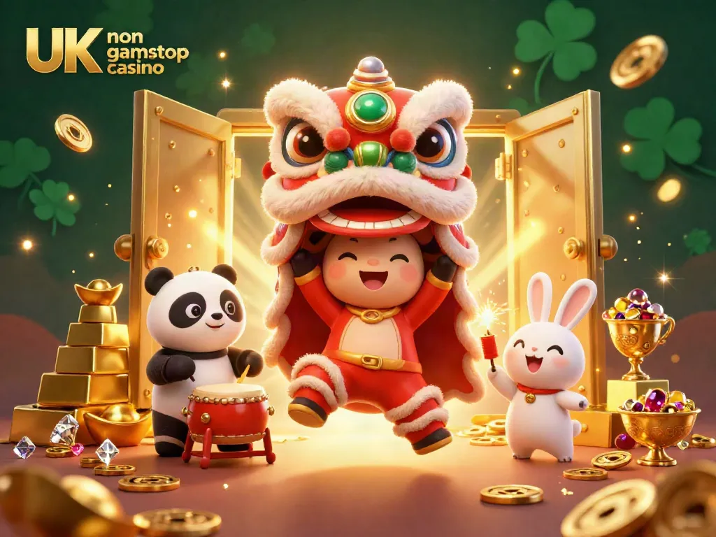 Experience the excitement of UK non gamstop casino with festive characters and gold treasures.