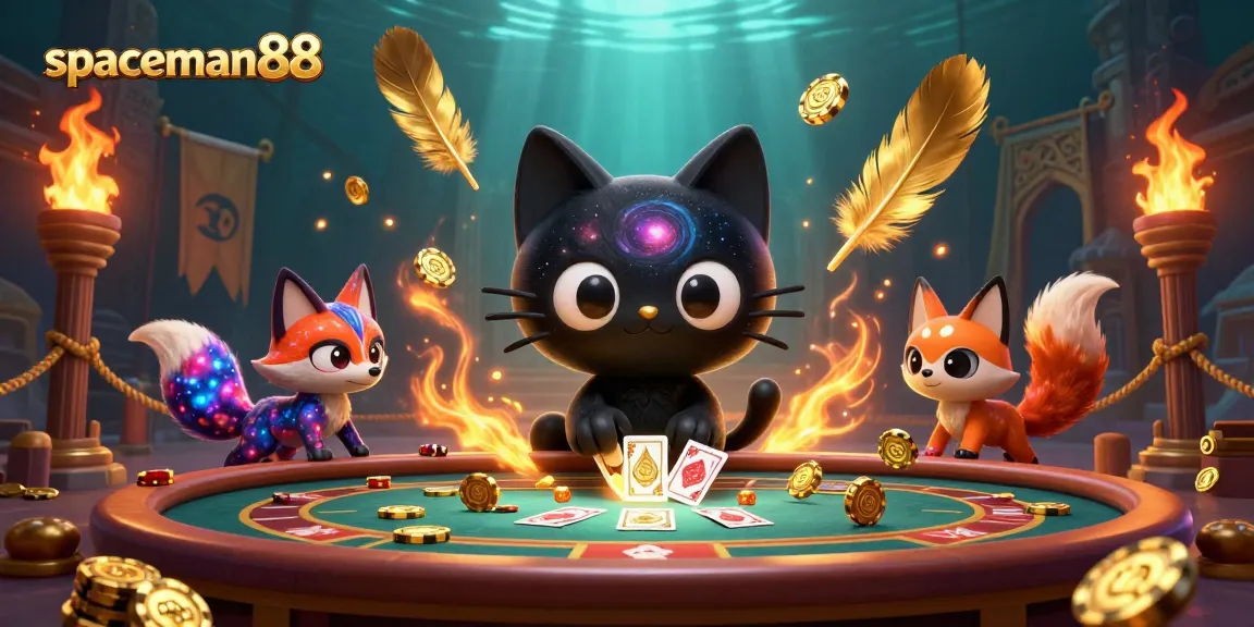 Experience the thrilling cosmic casino atmosphere with spaceman88, where playful characters pull in golden chips.