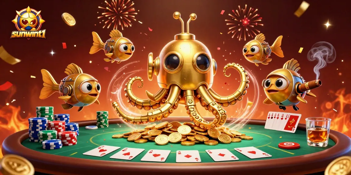 Engage with the sunwint1 world of vibrant poker action featuring a golden kraken submarine and coins.