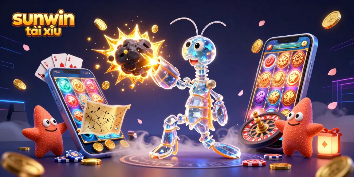 Experience the excitement of sunwin tài xỉu with a dynamic 3D digital illustration of a mantis shrimp and starfish