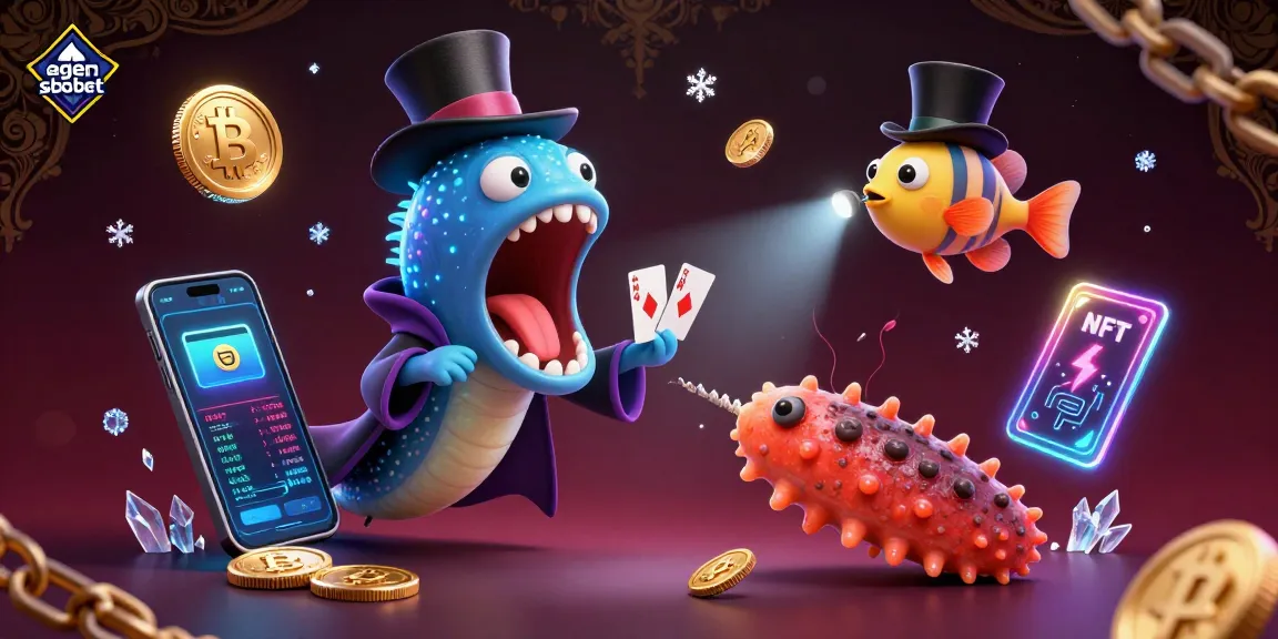 Engage in thrilling betting with agen sbobet, featuring magical aquatic characters and crypto elements.