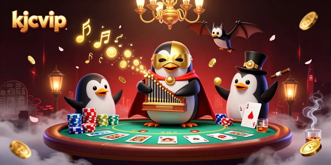 Experience the thrill at kjcvip with a 3D penguin organist shooting golden coins at dynamic poker tables.